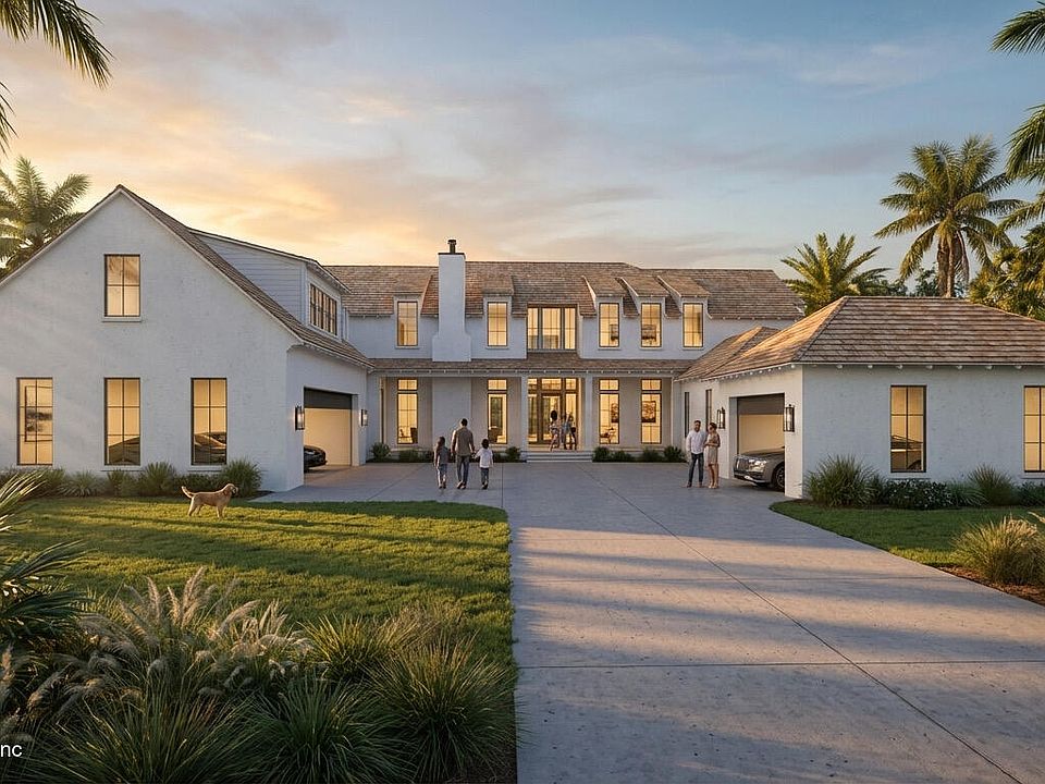 Coastal-style residence at dusk, a Terra Real Estate listing